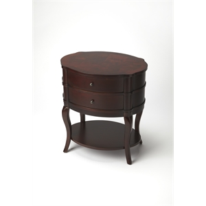 Beaumont Lane Transitional Plantation Cherry Oval Side Table