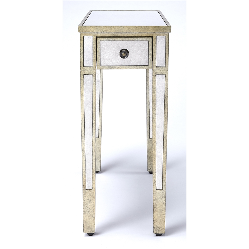 Beaumont Lane Transitional Mirrored Chairside Table - Silver