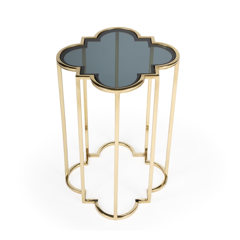 Beaumont Lane Modern Stainless Steel Accent Table in Black/Gold