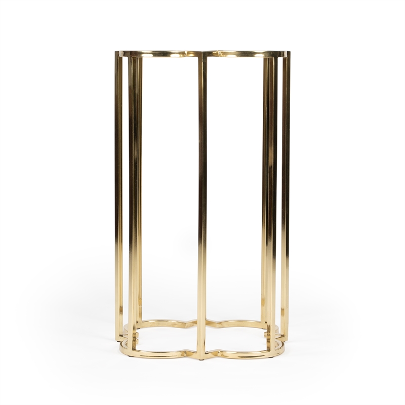 Beaumont Lane Modern Stainless Steel Accent Table in Black/Gold