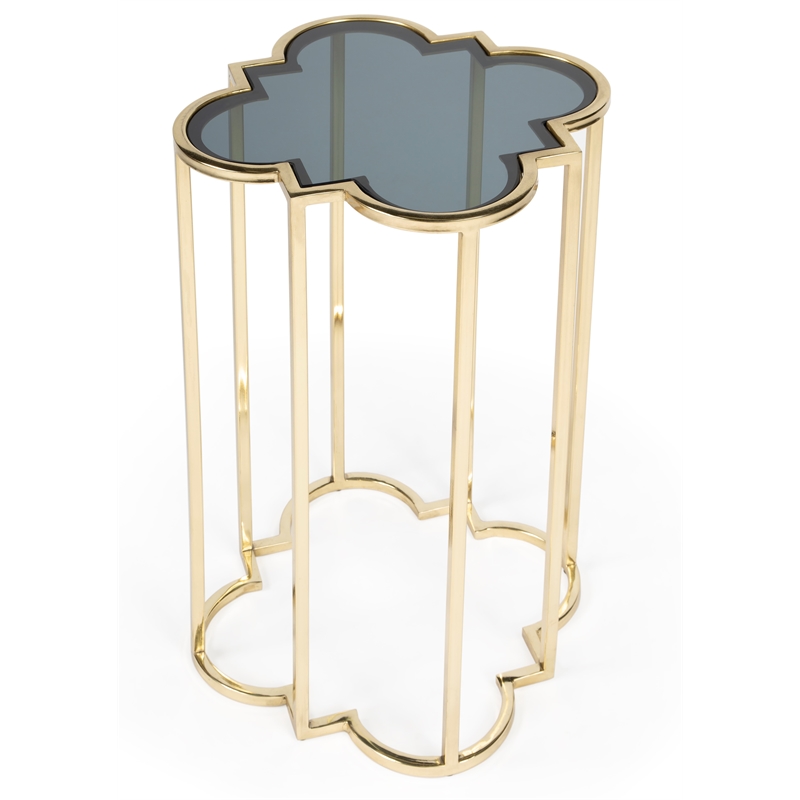 Beaumont Lane Modern Stainless Steel Accent Table in Black/Gold