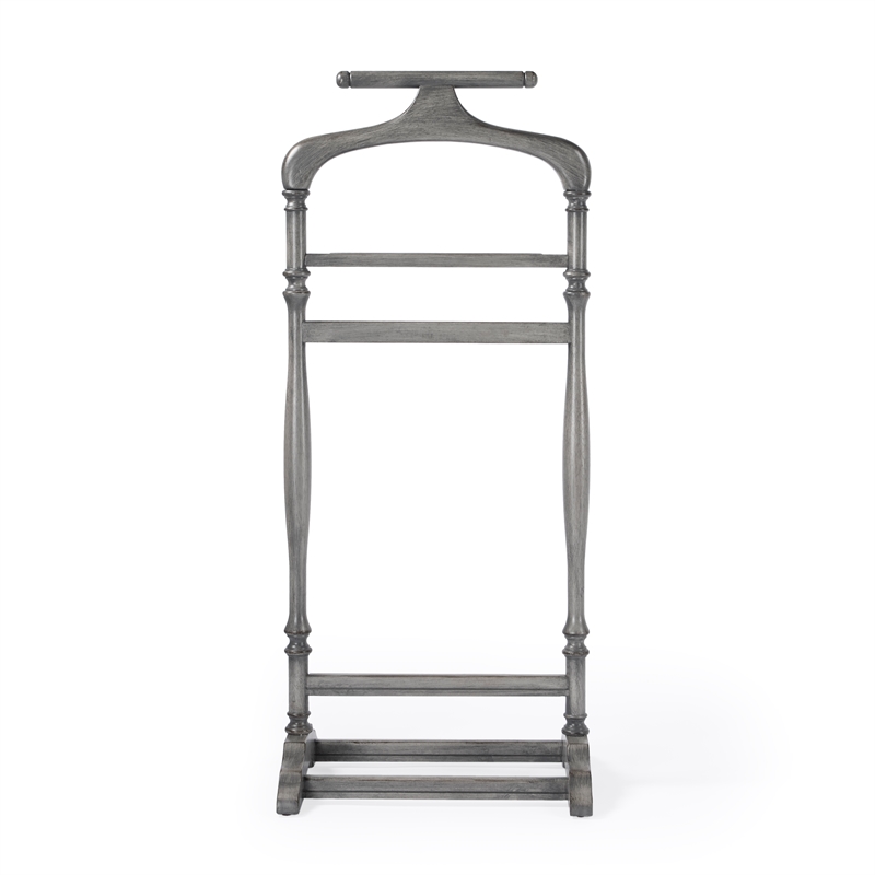 Beaumont Lane Traditional Wood Valet Stand in Powder Grey Finish