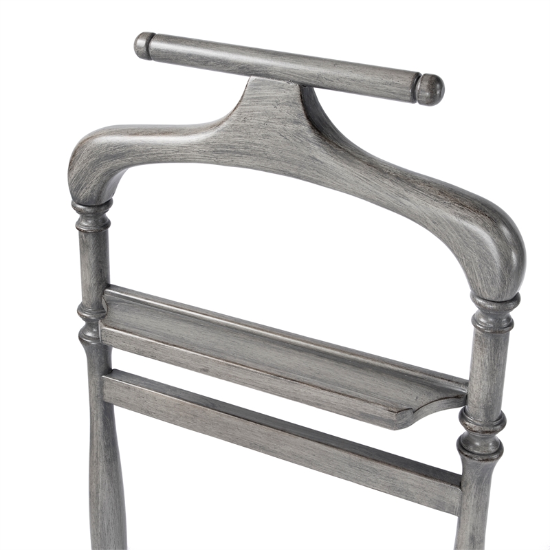 Beaumont Lane Traditional Wood Valet Stand in Powder Grey Finish