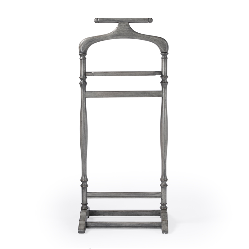 Beaumont Lane Traditional Wood Valet Stand in Powder Grey Finish