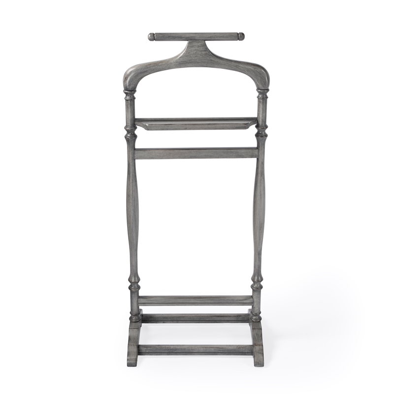 Beaumont Lane Traditional Wood Valet Stand in Powder Grey Finish