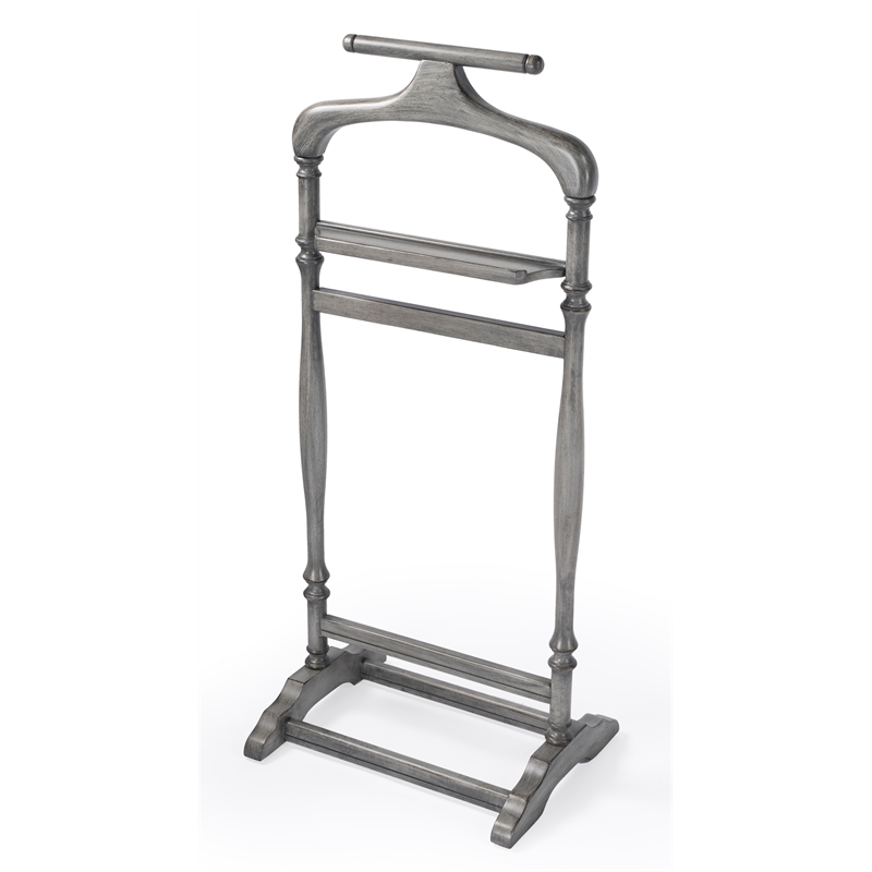 Beaumont Lane Traditional Wood Valet Stand in Powder Grey Finish