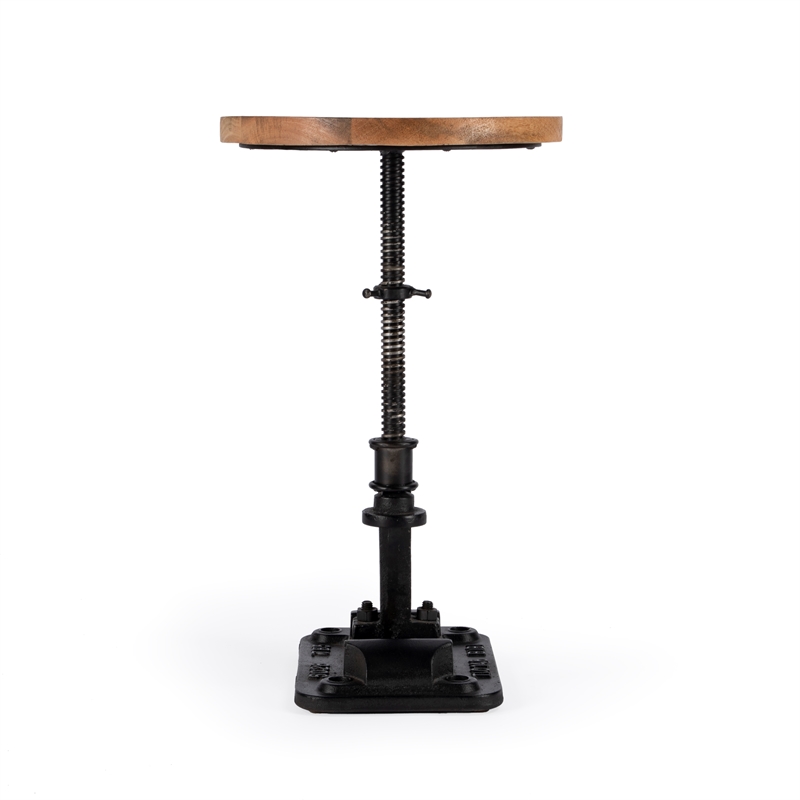 Beaumont Lane Modern Adjustable Metal Pedestal Side Table in Brown
