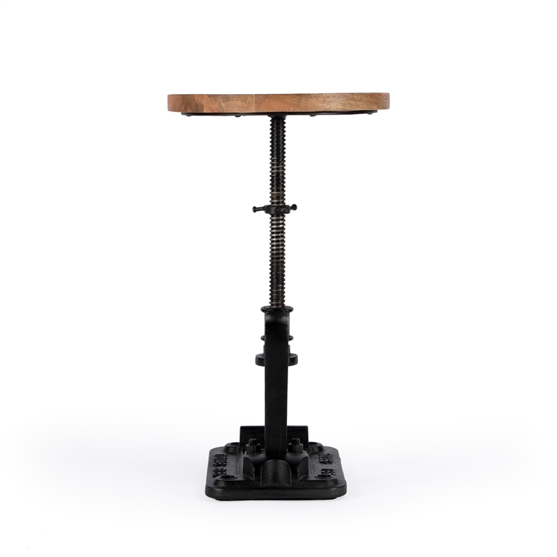 Beaumont Lane Modern Adjustable Metal Pedestal Side Table in Brown