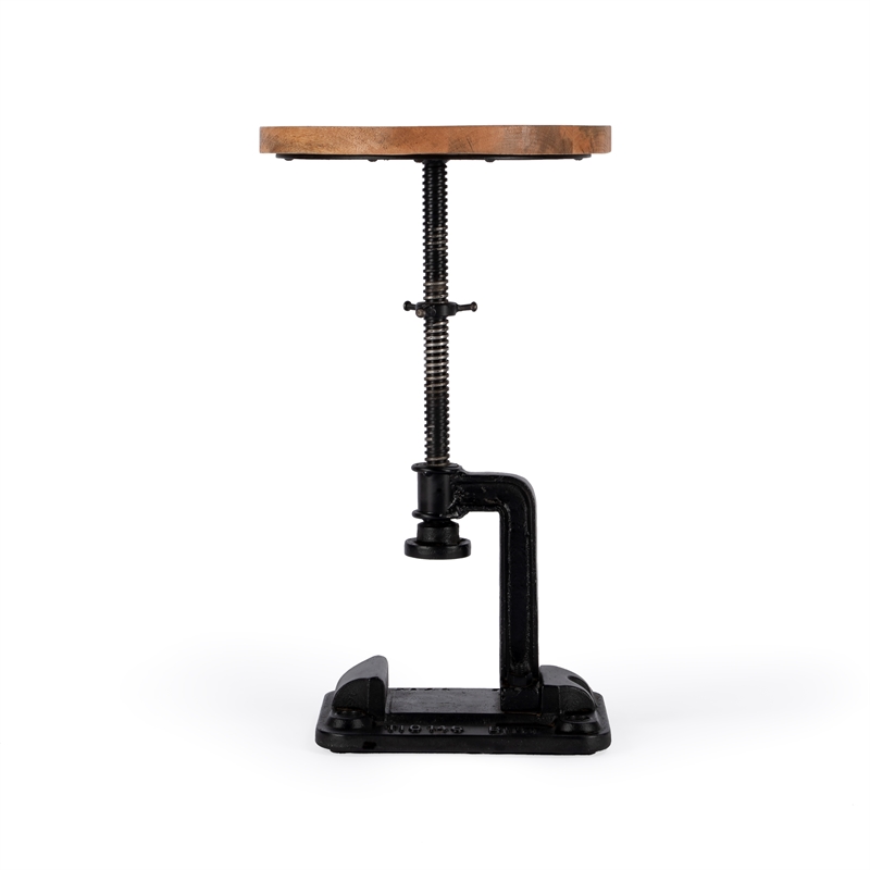 Beaumont Lane Modern Adjustable Metal Pedestal Side Table in Brown