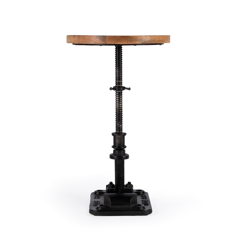 Beaumont Lane Modern Adjustable Metal Pedestal Side Table in Brown
