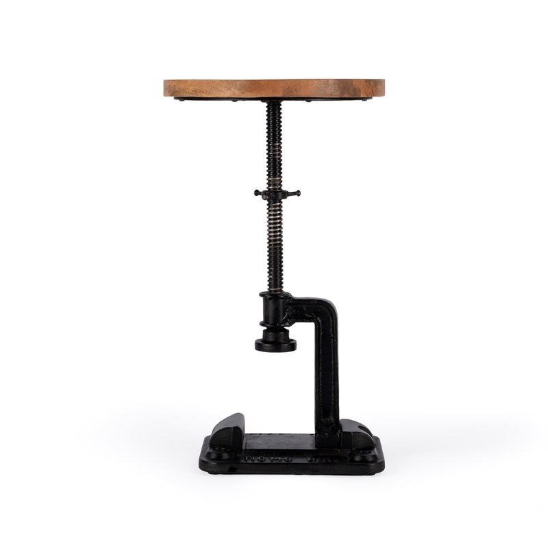 Beaumont Lane Modern Adjustable Metal Pedestal Side Table in Brown