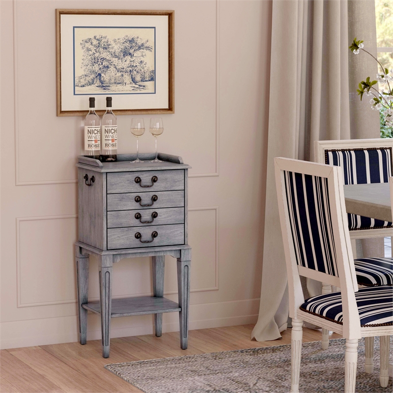 Beaumont Lane Traditional 4-Drawer Wood Chest in Powder Gray