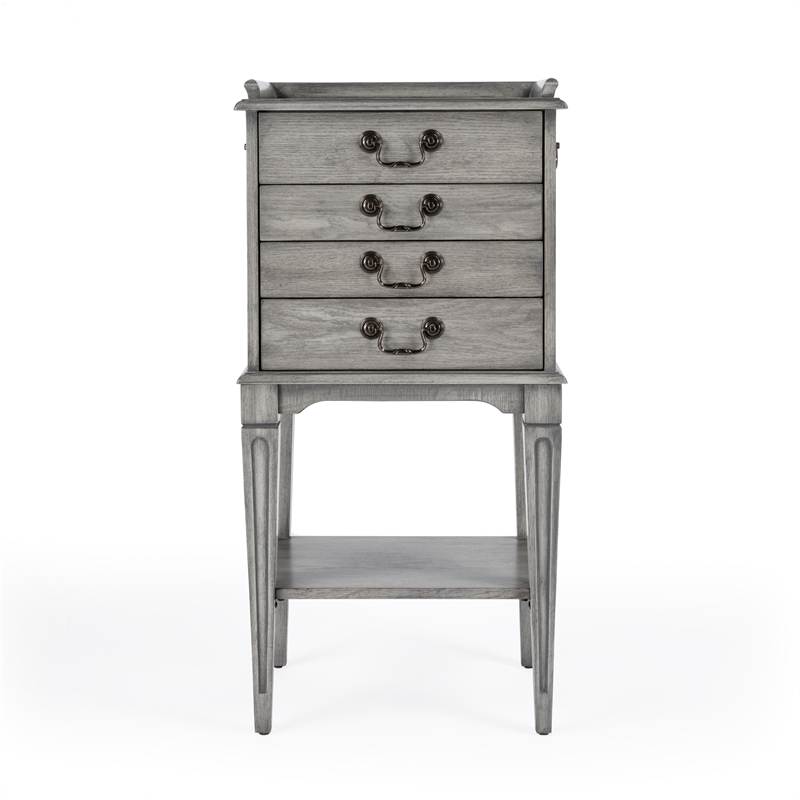 Beaumont Lane Traditional 4-Drawer Wood Chest in Powder Gray