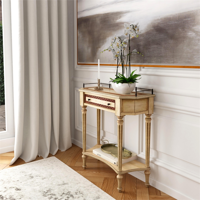 Beaumont Lane Traditional Beige One Drawer Wood Console Table