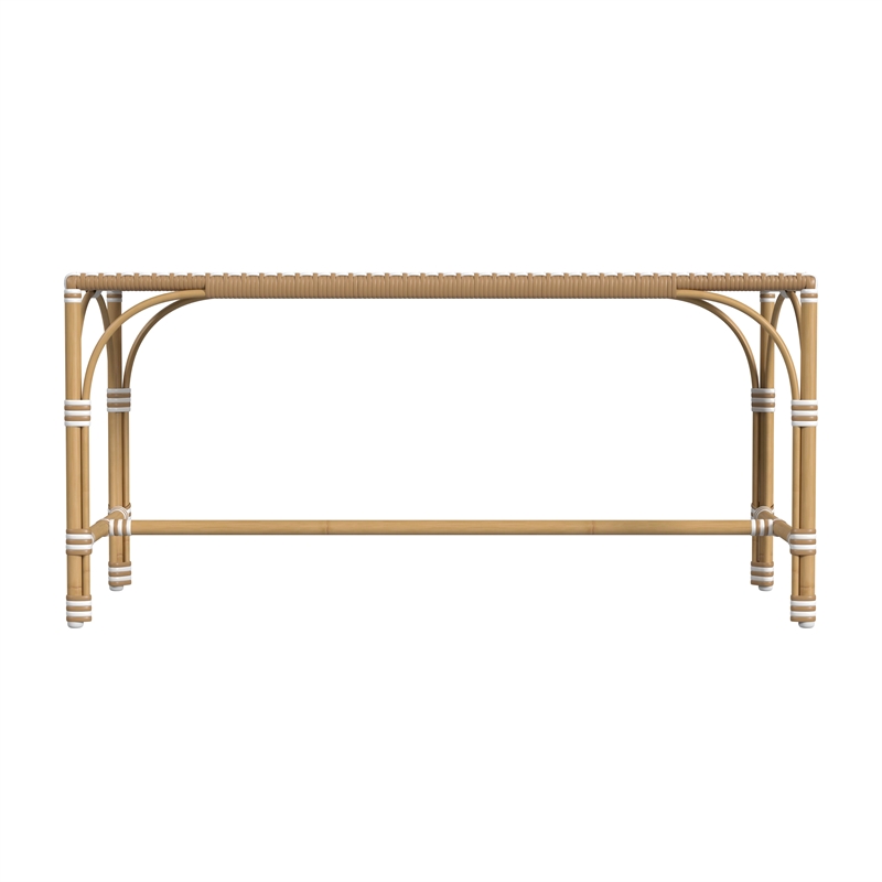 Beaumont Lane Traditional Outdoor Rattan Dining Bench - Beige And White