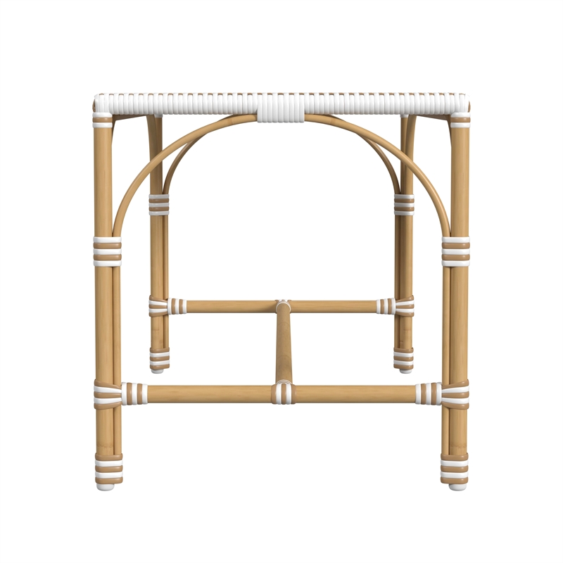 Beaumont Lane Traditional Outdoor Rattan Dining Bench - Beige And White