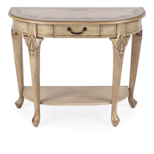 Beaumont Lane Traditional 36&quot Demilune Wood Console Table In Antique Beige
