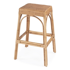 Beaumont Lane Transitional Rectangular Rattan 30&quot Bar Stool - Natural