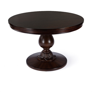 Beaumont Lane Traditional 48&quot Marble Round Pedestal Dining Table - Brown