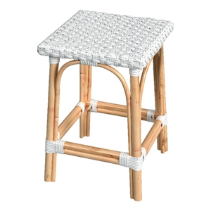 Beaumont Lane Coastal Square 24&quotH Rattan Counter Stool - Glossy White