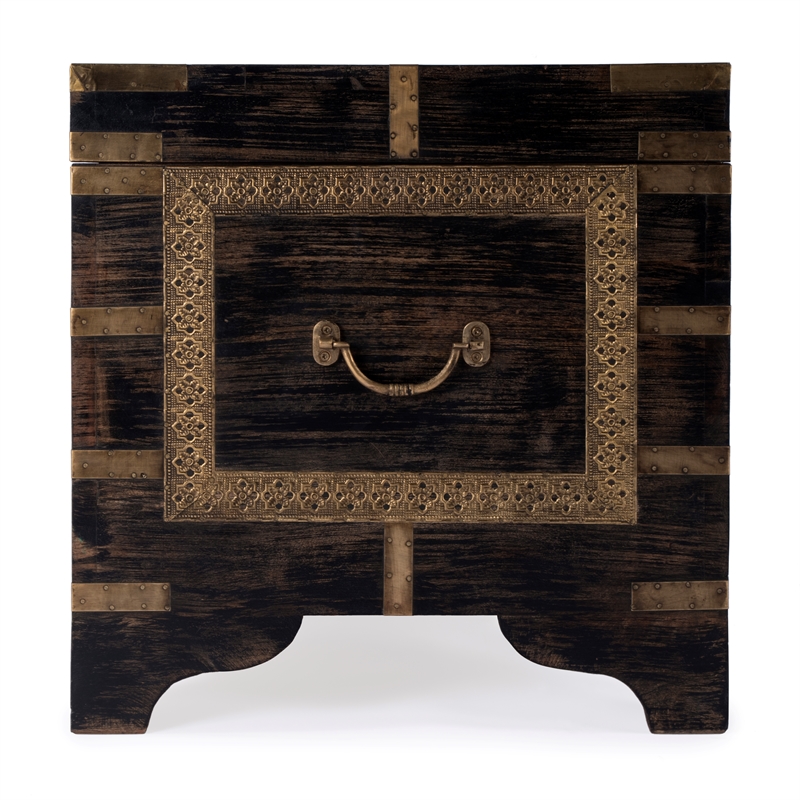 Beaumont Lane Transitional Brass Inlay Trunk Coffee Table - Antique Coffee