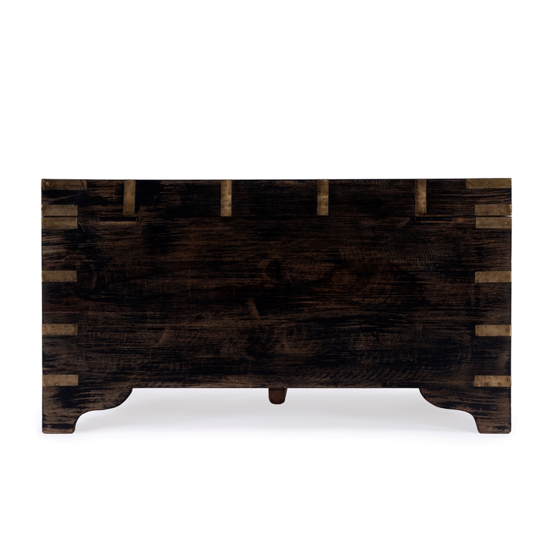 Beaumont Lane Transitional Brass Inlay Trunk Coffee Table - Antique Coffee