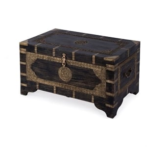 Beaumont Lane Transitional Brass Inlay Trunk Coffee Table - Antique Coffee