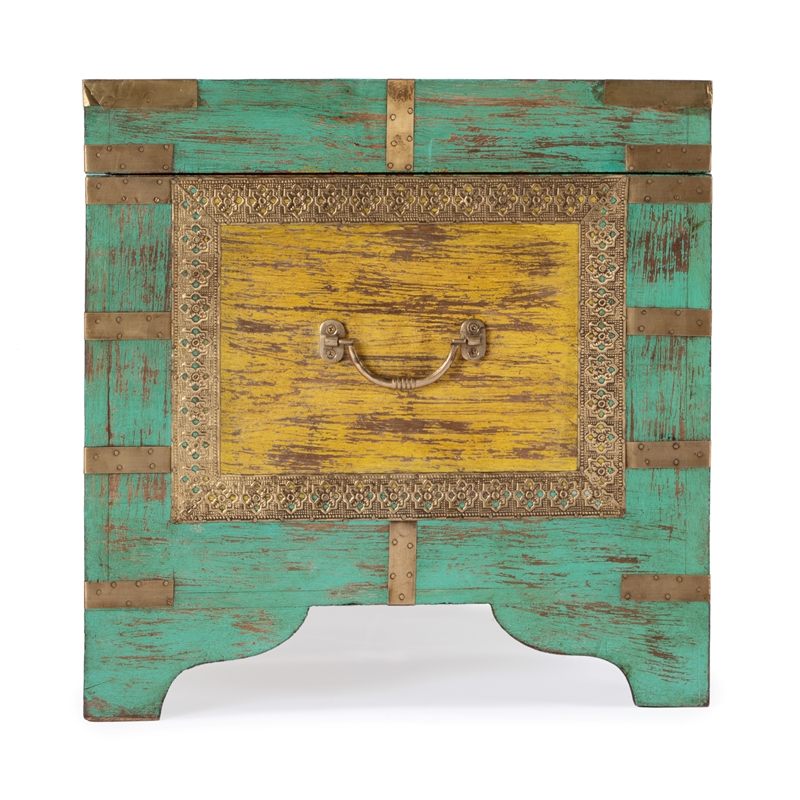 Beaumont Lane Mango Wood Blue Coffee Table Rectangular Hand-Painted 32