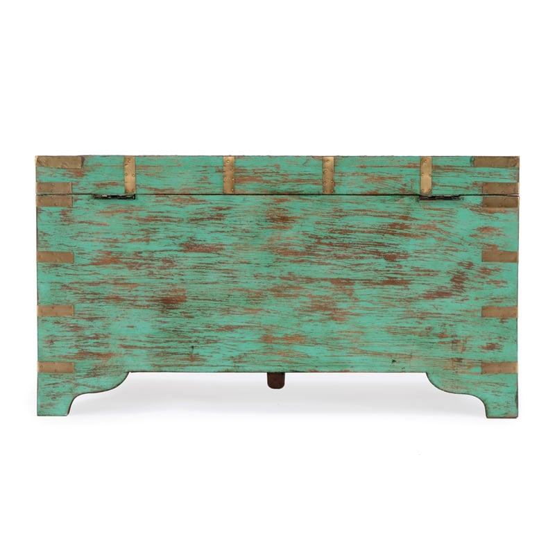 Beaumont Lane Mango Wood Blue Coffee Table Rectangular Hand-Painted 32