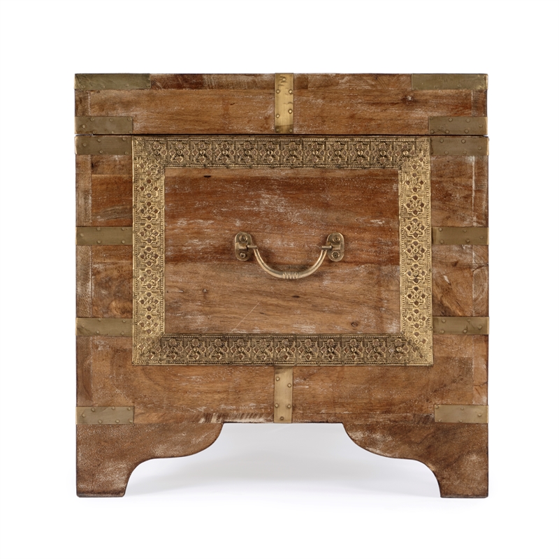 Beaumont Lane Transitional Wood Storage Trunk Coffee Table In Brown