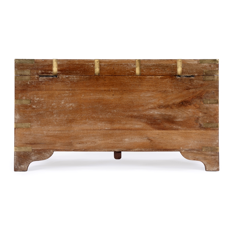 Beaumont Lane Transitional Wood Storage Trunk Coffee Table In Brown