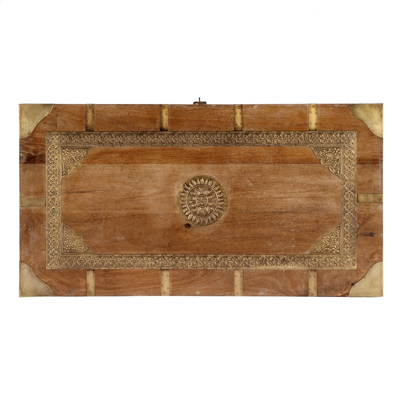 Beaumont Lane Transitional Wood Storage Trunk Coffee Table In Brown