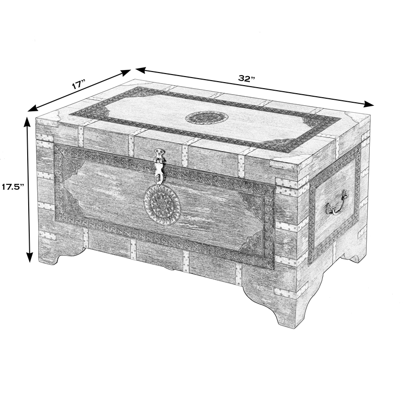 Beaumont Lane Transitional Wood Storage Trunk Coffee Table In Brown