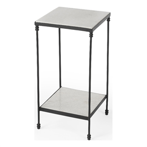 Beaumont Lane Transitional Outdoor Marble & Iron Side Table In Black