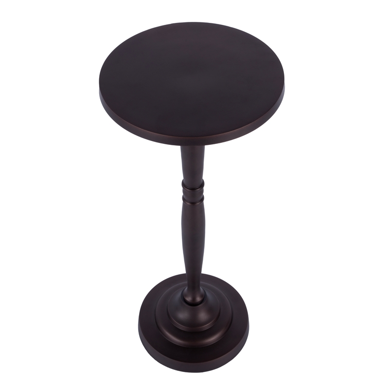 Beaumont Lane Traditional Outdoor Round Metal Pedestal Side Table - Bronze