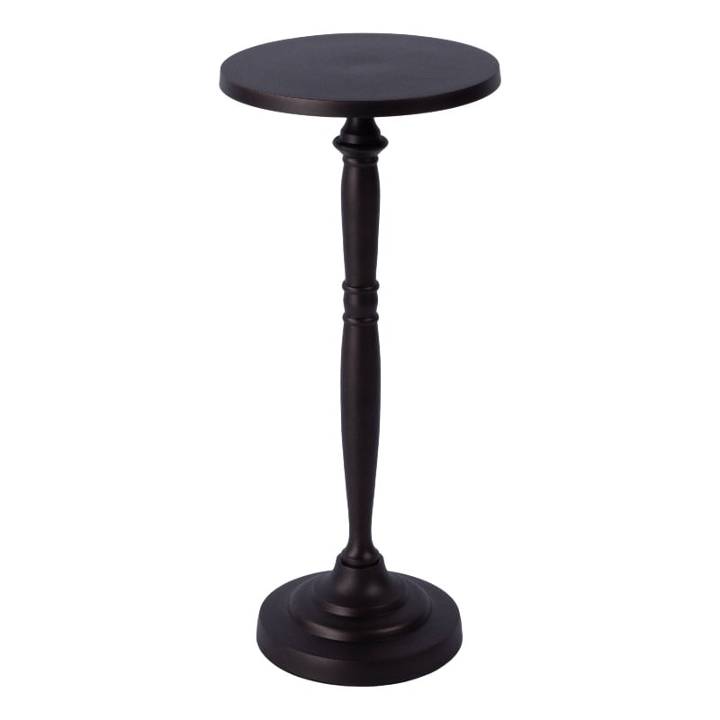 Beaumont Lane Traditional Outdoor Round Metal Pedestal Side Table - Bronze