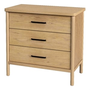 beaumont lane mid-century 3-drawer rounded leg wood dresser - natural