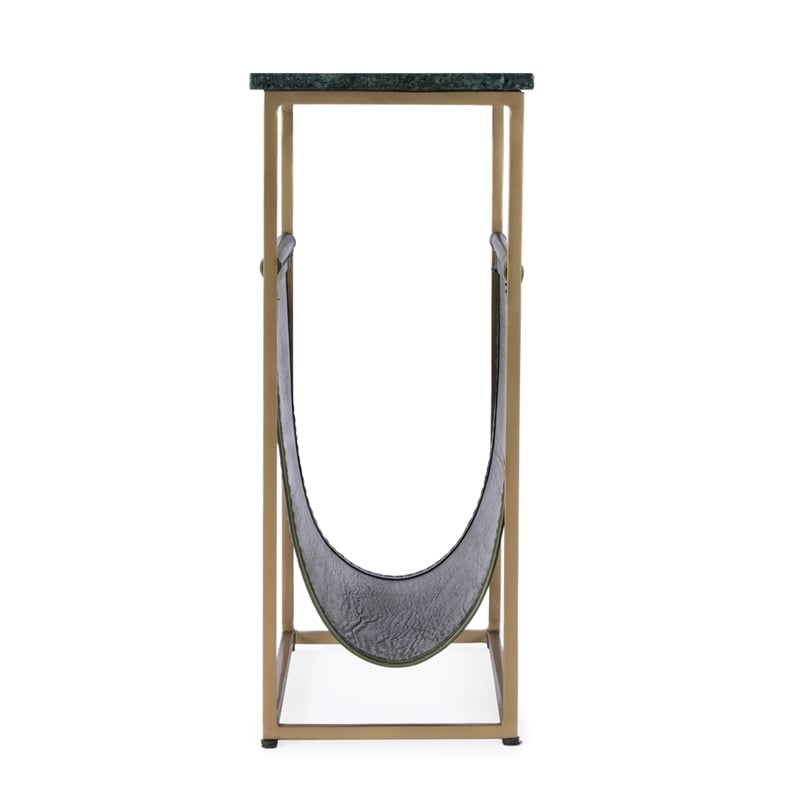 Beaumont Lane Modern Marble & Leather Magazine Side Table - Green