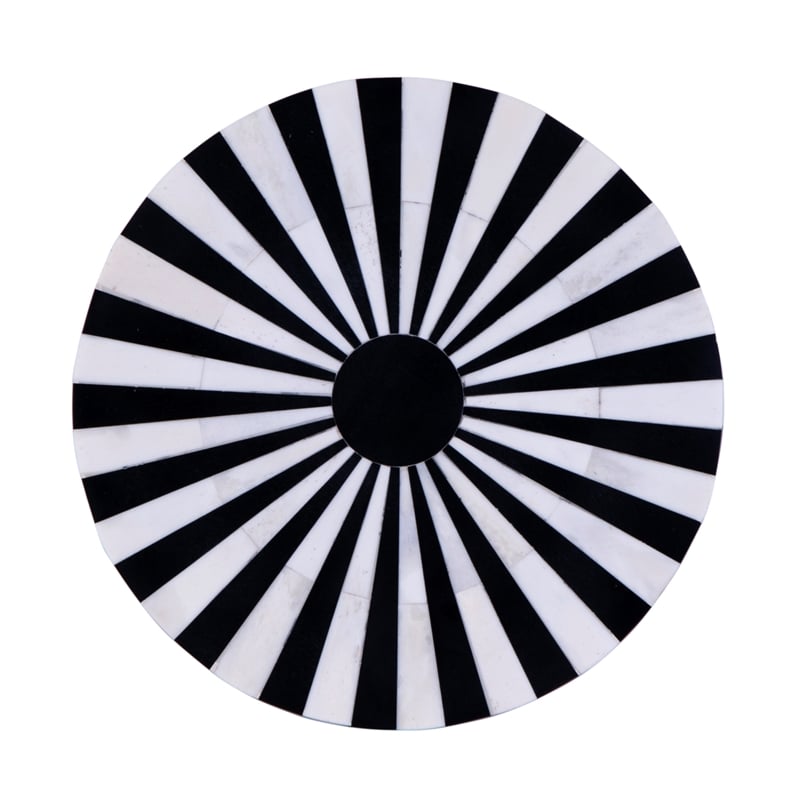 Beaumont Lane Modern Brass And Bone Inlay Round Side Table - Black White
