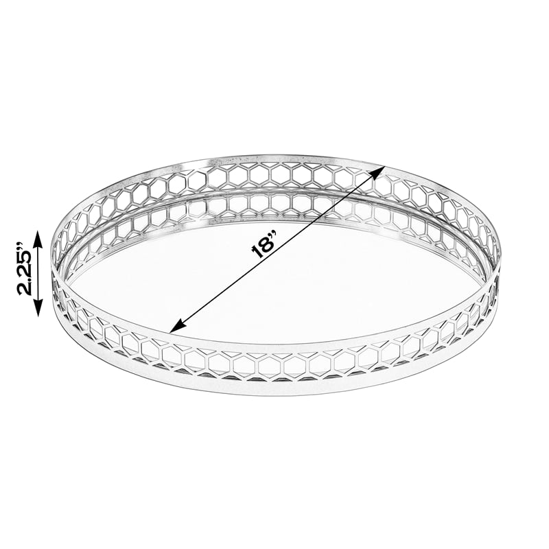Beaumont Lane Modern Round Metal Serving Tray - Polished Gold