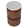 Beaumont Lane Mid-Century Marble and Wood Side Table - White/Light Beige