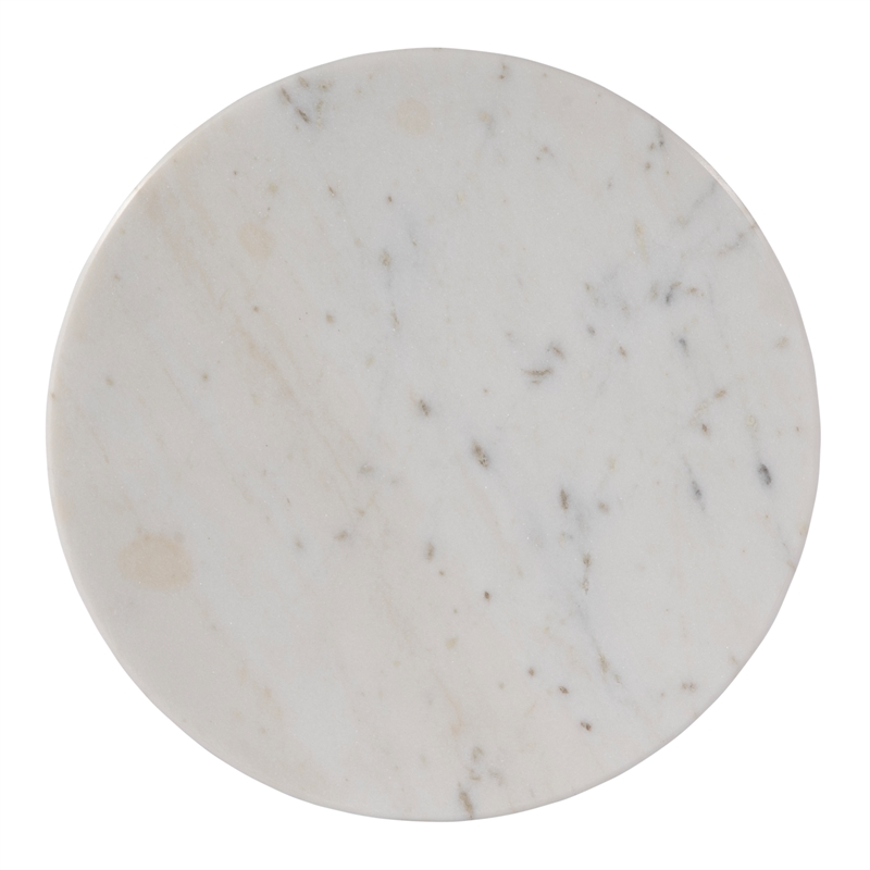 Beaumont Lane Mid-Century Marble and Wood Side Table - White/Light Beige