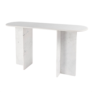 Beaumont Lane Modern 54&quotW Solid Marble Console/Sofa Table - White
