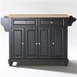 Beaumont Lane Traditional Natural Wood Top Kitchen Island in Black