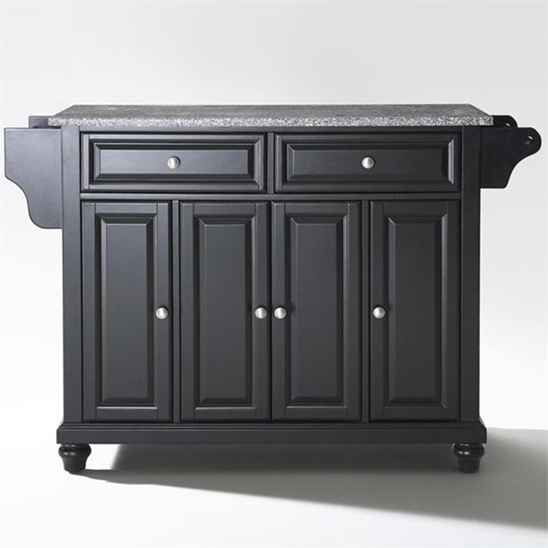Beaumont Lane Traditional Solid Granite/Wood Kitchen Island in Black