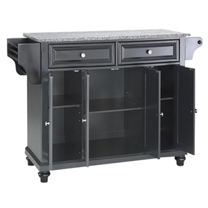 Beaumont Lane Traditional Solid Granite/Wood Kitchen Island in Black