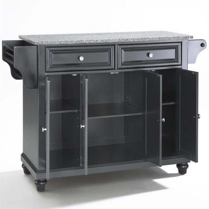 Beaumont Lane Traditional Solid Granite/Wood Kitchen Island in Black