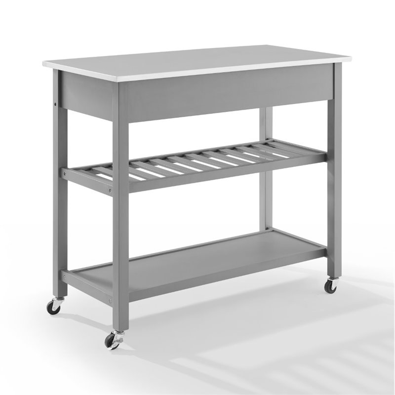 Beaumont Lane Modern Stainless Steel Top Kitchen Cart in Gray