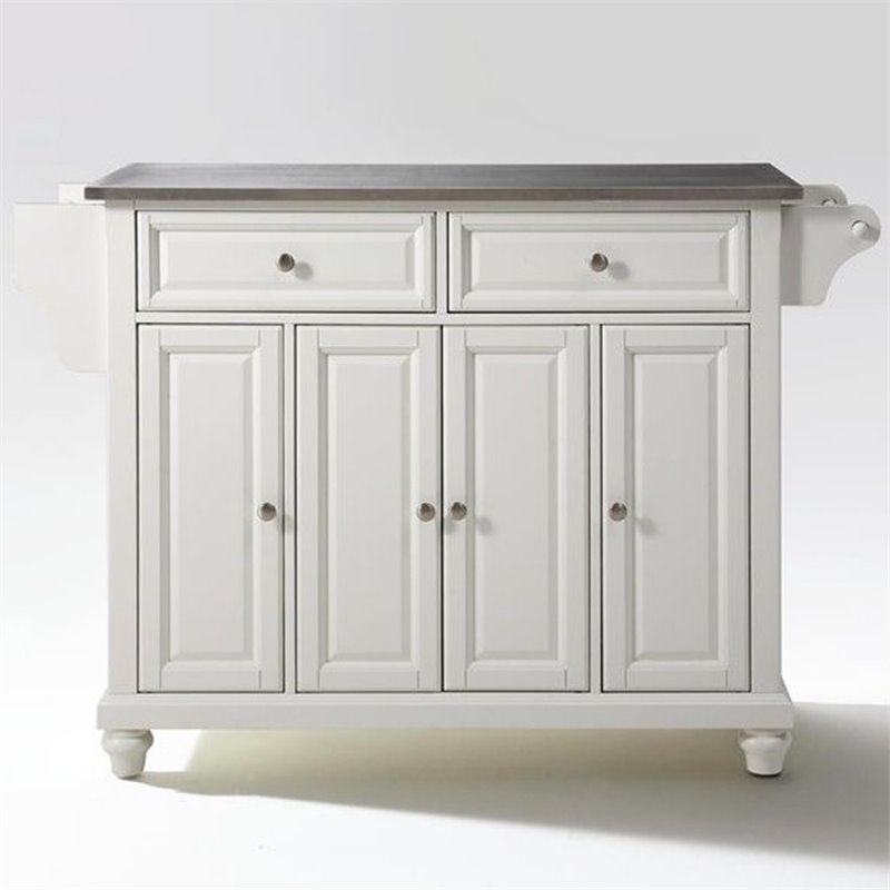 Beaumont Lane Traditional Wood Kitchen Island in White/Silver