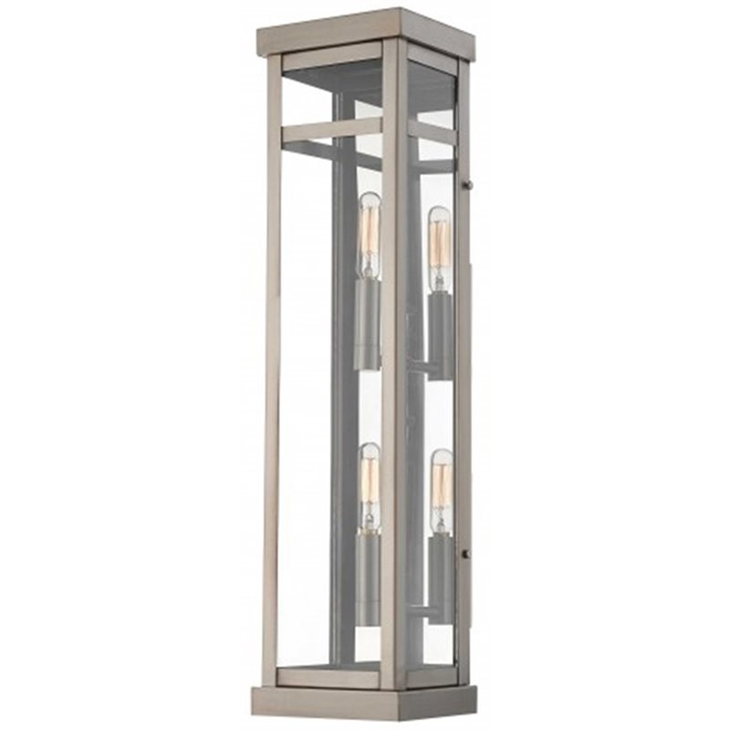 Beaumont Lane Contemporary 2 Light Outdoor Wall Lantern in Brushed Nickel